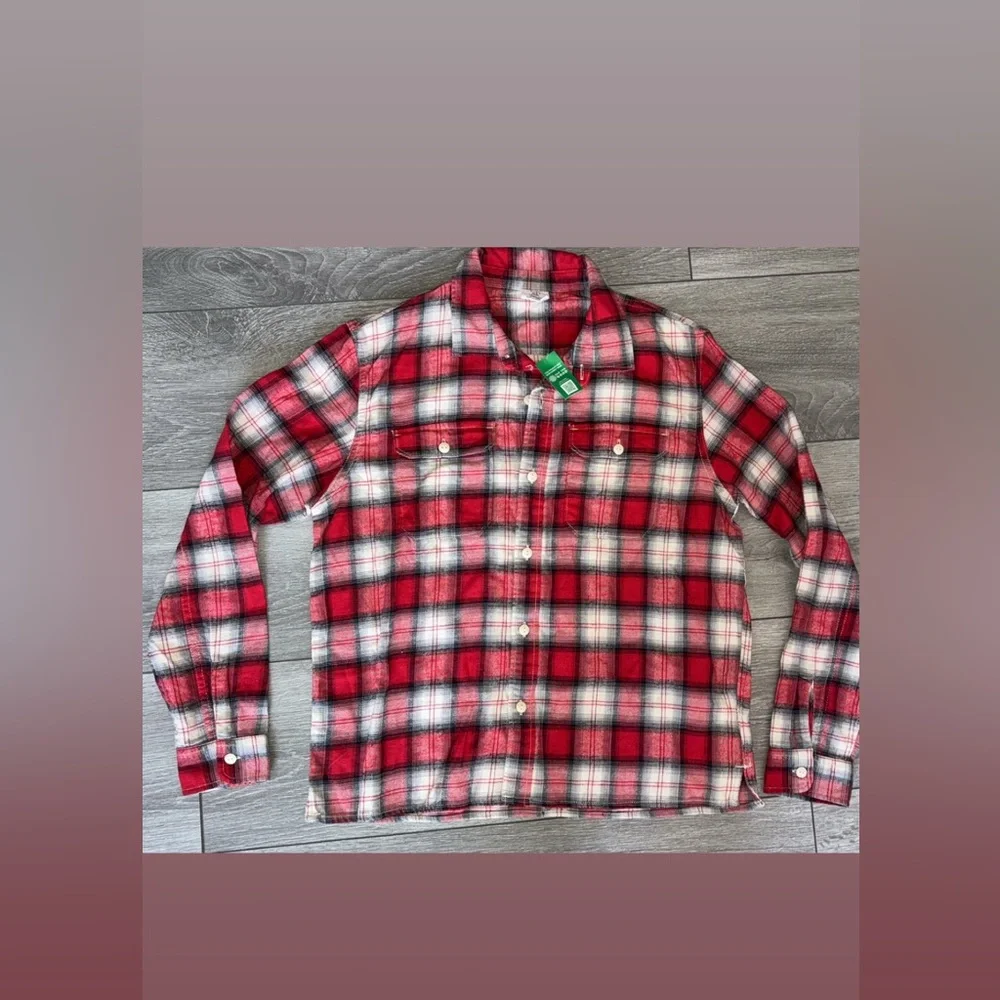 Gap Kids Boys Sise XXL Button Down Plaid Long Sleeved Shirt Red New W/ Tags
